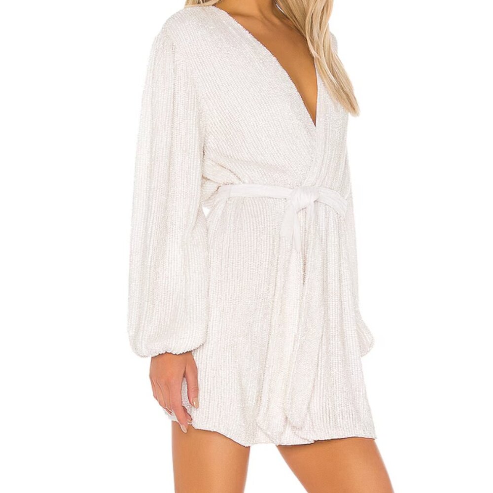 RETROFETE- Gabrielle Sequin Robe- MOONGLOW WHITE Size XS